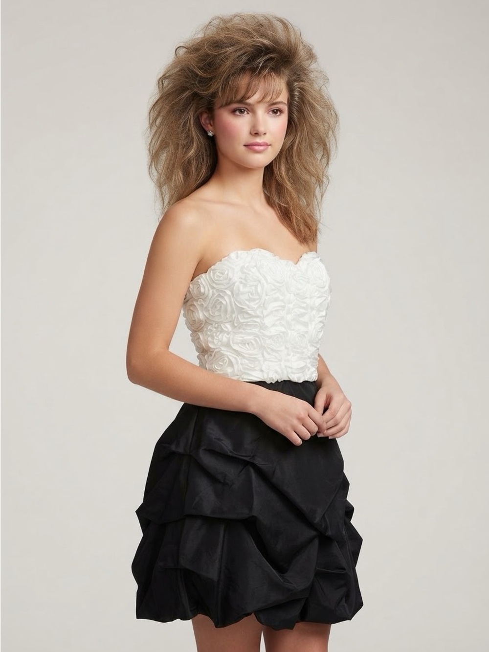 My Michelle Strapless Rose Bodice Bubble Formal Dress Size 13/14 NWT